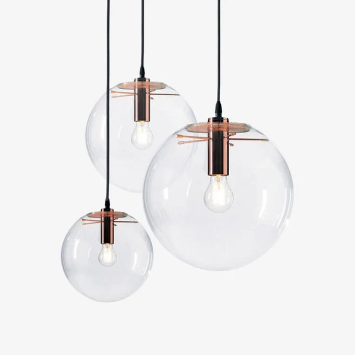 SUSPENSION DESIGN BOULE EN VERRE À LED ROSE GOLD OU NOIR